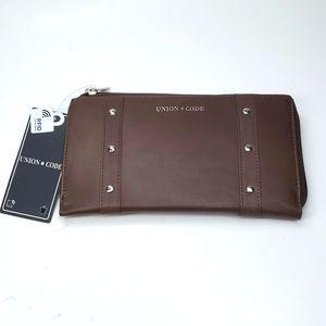 Union Code Brown Genuine Leather RFID Zippered Wallet NWT